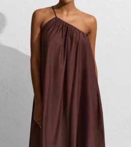 فستان نسائي بكتف واحد، فستان ماكسي بتصميم غير متماثل عند الرقبة، مصنوع من القطن العضوي، فستان ماكسي واسع بكتف واحد - Product Image 2