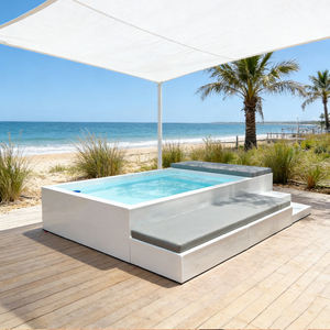 Piscina de Fibra de Vidrio Personalizable Sobre el Suelo con Cascada y Asientos de Lujo, Piscina de Uso Comercial para Villas y Hoteles Premium - Product Image 4