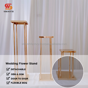 Support à fleurs rectangulaire de luxe en acier inoxydable doré, support d'exposition de haute qualité, support à fleurs pour décoration d'événements, élégant et lisse - Product Image 2