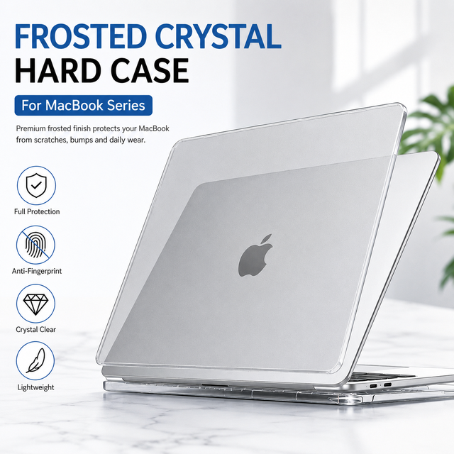 For Macbook Air Pro 13.3 13.6Inch Case M4 Frosted Matte Hard Shell Crystal Laptop Protective Cover Slim Lightweight Plastic Skin
