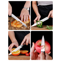 Hoogwaardig gekleurd houten handvat 3Cr13 roestvrijstalen keukenmessenset bakvork brood Santoku utility schilmes fruitmes