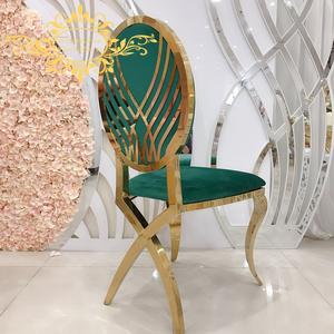 Zarif kadife Modern ziyafet sandalye düğün yemek için paslanmaz çelik değiştirilebilir geri otel oturma odaları için kiralama - Product Image 2