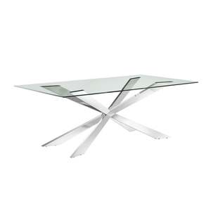 Modern Luxury Stylish Rectangular <strong>Dining</strong> <strong>Tables</strong> Clear Glass Stainless Steel Contemporary <strong>Dining</strong> <strong>Table</strong> Set - Product Image 6