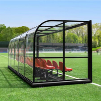 Bancada Deportiva Elíptica de Aluminio Resistente, de Dos Niveles, con Cubo de PP, Plegable, Resistente a la Intemperie, Refugio Portátil para Equipos de Fútbol