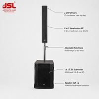 Système de sonorisation portable JSL COS003, colonne active, subwoofer 15'', 6x4'' néodyme, 800W, 118dB, pour mariage, conférence