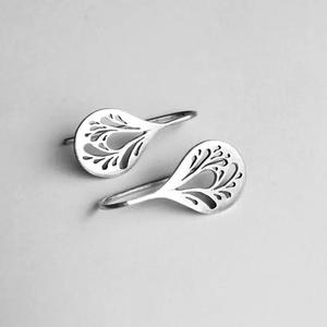 Elegant 925 Silver <b>Stud</b> <b>Earrings</b> Women's Minimalist Plant Design White Gold Color Everyday Wear <b>Fine</b> Jewelry - Product Image 3
