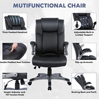 Chaise de bureau de direction ergonomique en cuir pour ordinateur à domicile avec support lombaire gonflable pour adulte, idéale pour le travail et l'étude