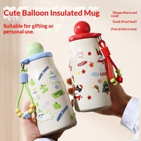 Tasse isotherme en acier inoxydable en forme de gourde, motif dessin animé, pour filles, cadeau de Noël portable avec fonction anti-chute