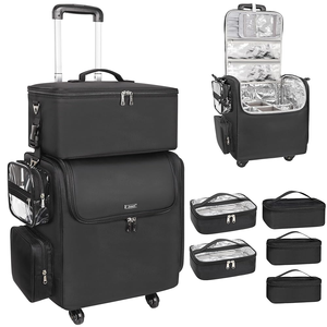 Bolsa <span class=keywords><strong>de</strong></span> Viaje para Estilistas Relavel con 5 Bolsas Pequeñas Transparentes, <span class=keywords><strong>Maleta</strong></span> <span class=keywords><strong>de</strong></span> <span class=keywords><strong>Maquillaje</strong></span> con Ruedas y Gran Capacidad - Product Image 1