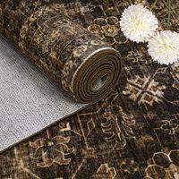 Tapis décoratif 9x12 marron, style vintage, à poils ras, lavable, antidérapant, pour salle à manger, ferme, bureau, chambre d'enfant, dortoir, chambre à coucher