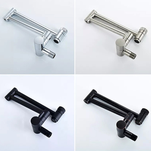 <span class=keywords><strong>Robinet</strong></span> <span class=keywords><strong>de</strong></span> cuisine mural en laiton massif doré brossé avec bras articulé pliable et extensible, mitigeur à double articulation - Product Image 4