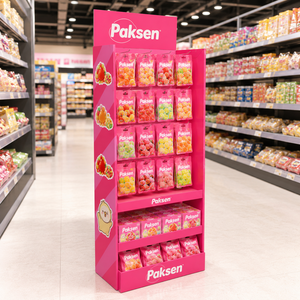 Support portable multi-niveaux en carton ondulé pour confiseries en sachet, avec graphismes personnalisés et éclatants, installation facile pour les promotions en centre commercial - Product Image 2