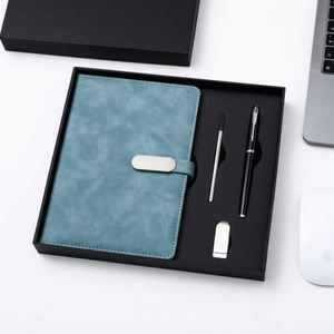 Juego de Regalo de Cuaderno A5 de Lujo, Agenda Personalizada de Cuero PU, Incluye Bolígrafo Metálico y Caja USB para Organización - Product Image 5
