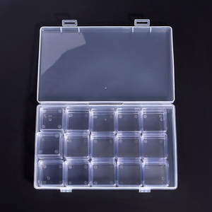 Boîte de rangement transparente pour strass de nail art KADS 15 compartiments détachables, boîte décorative pour accessoires de manucure, organisateur pour salon - Product Image 2