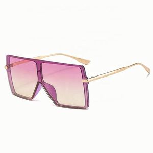 Lunettes de soleil surdimensionnées à monture large en alliage, avec logo personnalisé, nouvelle collection, verres dégradés UV400, forme carrée plate, pour femmes - Product Image 4