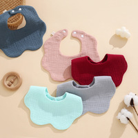 Bavoir bébé en coton pur, style nordique, couleur unie, motif pétale, imperméable et résistant aux taches, pour nouveau-né, collection automne 2025, neutre