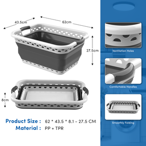 45L Household Plastic + TPR Folding Laundry <b>Basket</b> for Convenient Storage Dirty Clothes Toys SM030104 SM030104 SM030104 SM030104 - Product Image 4