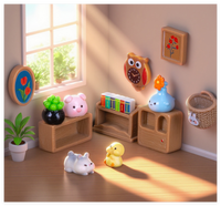 Mini étagère murale hibou horloge fleur Vase tirelire Miniature maison de poupée Micro paysage bricolage résine artisanat modèle enfants jouer jouet