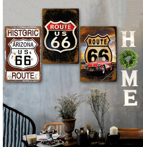 Bán Buôn Tuyến Đường 66 Tùy Chỉnh Retro Tấm Kim Loại Những Người Đam Mê Và Nhà Để Xe Người Đàn Ông Hang Động Mộc Mạc Cổ Điển Tin Đăng Hội Thảo Thanh Tường Trang Trí Nội Thất - Product Image 2