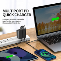 Chargeur mural GaN multi-ports à charge rapide 65W, pliable, pour tablette, ordinateur portable, téléphone portable, chargeur USB-C pour prise standard européenne