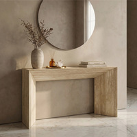 Console d'entrée ultra-étroite en travertin naturel de style italien minimaliste, design Wabi-sabi, fabriquée en Chine pour villa et maison