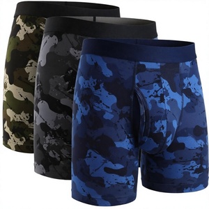 Men <b>Boxer</b> Briefs Cotton Spandex Camo Printed Underwear Sleep Shorts <b>Custom</b> Logo - Product Image 3
