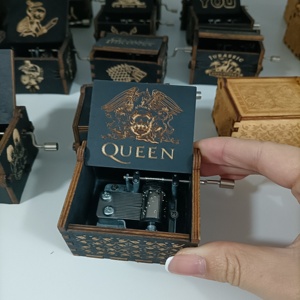 Nueva Llegada, Caja <span class=keywords><strong>de</strong></span> Música <span class=keywords><strong>de</strong></span> Madera con Manivela, Personalizada, Mini, Grabada con Láser - Product Image 4