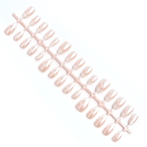 Ongles artificiels à presser, forme amande courte, métalliques, scintillants, style français, 30 pièces/rangée, tailles XS/S/M – Nouveauté très prisée - Product Image 5