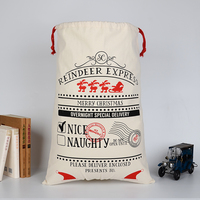 Sacs de Noël en toile personnalisés avec logo, grands sacs cadeaux de Noël à cordon, faible MOQ, vente directe d'usine, possibilité de personnalisation