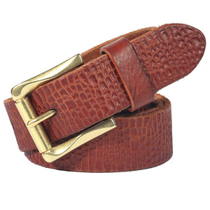 Ceinture Rétro Littéraire Personnalisée pour Homme Tête Couche en Cuir de Vachette Boucle Ardillon en Cuivre Pur Givré en Relief Do Old Leisure Style Custom - Product Image 2