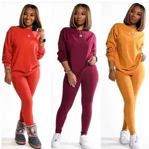 Custom Logo fall clothes two piece sweatpants woman long sleeve blouse yoga Legging womens winter 2 piece set