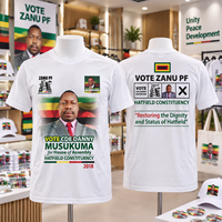 T-shirt en polyester à col rond avec logo personnalisé, extensible, prix de gros, pour les votes