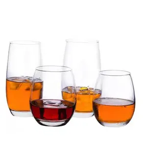 Écologique 300ML/350ML/450ML différentes tailles tasse en verre en forme d'oeuf cristal clair verre à whisky avec tige