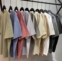 Cetak Kustom Minimal Pesanan Rendah Premium 100% Kain Katun Berat Ukuran Besar Vintage Dicuci Kaus Pria