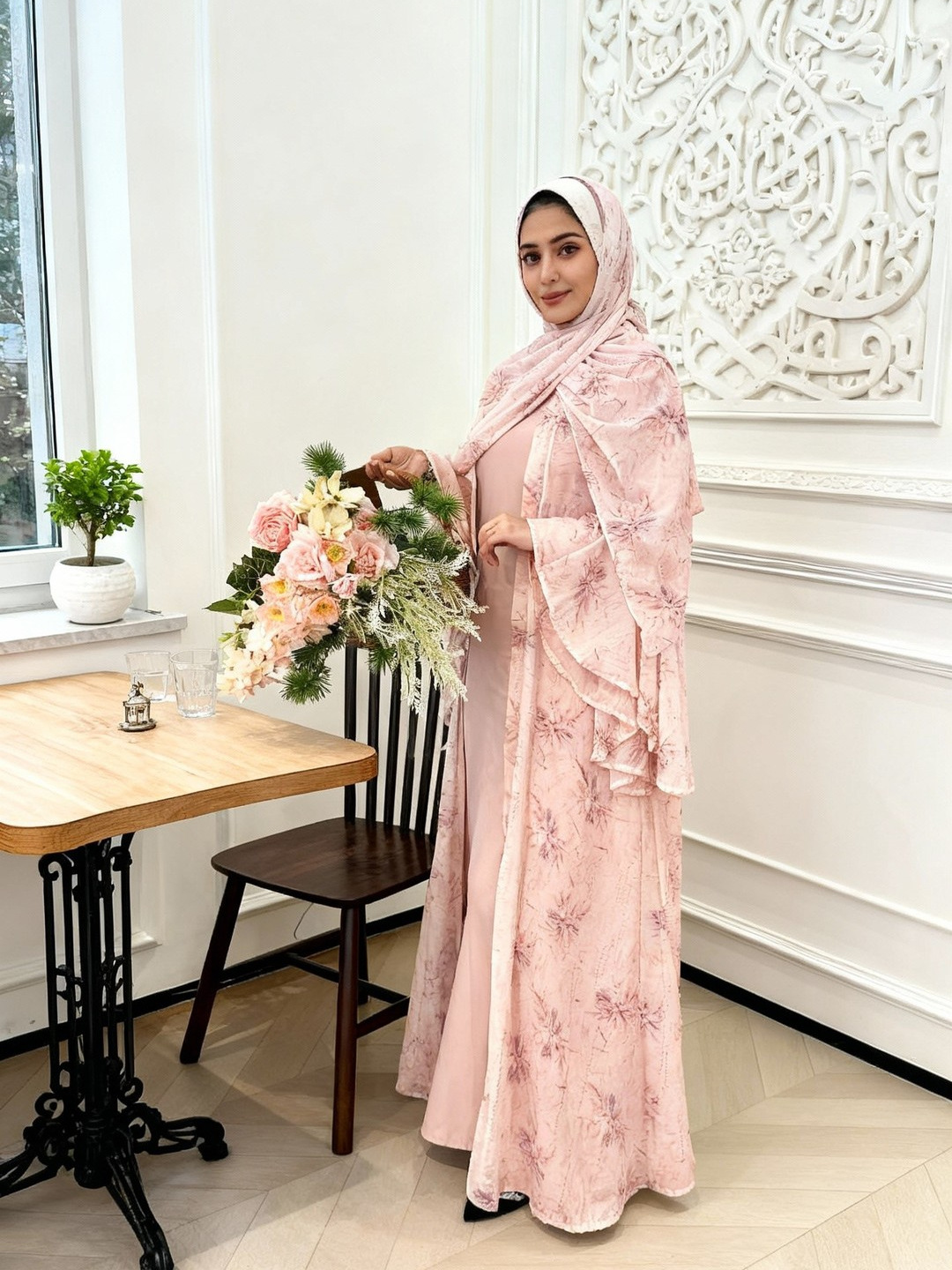 white christmas dresses Modest Muslim Women's Luxe Pleated Evening Formal Dress G761 main image 0
