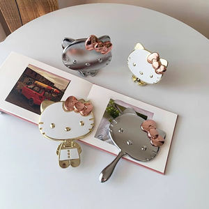 Miroir de bureau décoratif créatif en forme de chat doré et argenté, personnage de dessin animé mignon, miroir de retouche personnalisable pour usage cosmétique de table - Product Image 2