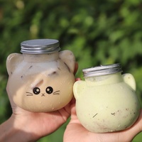 Bouteille d'eau personnalisée 500 ml 16 oz en forme de chat Kawaii, contenant d'emballage pour boissons à emporter, tasses à thé au lait, thé aux bulles Boba avec couvercle