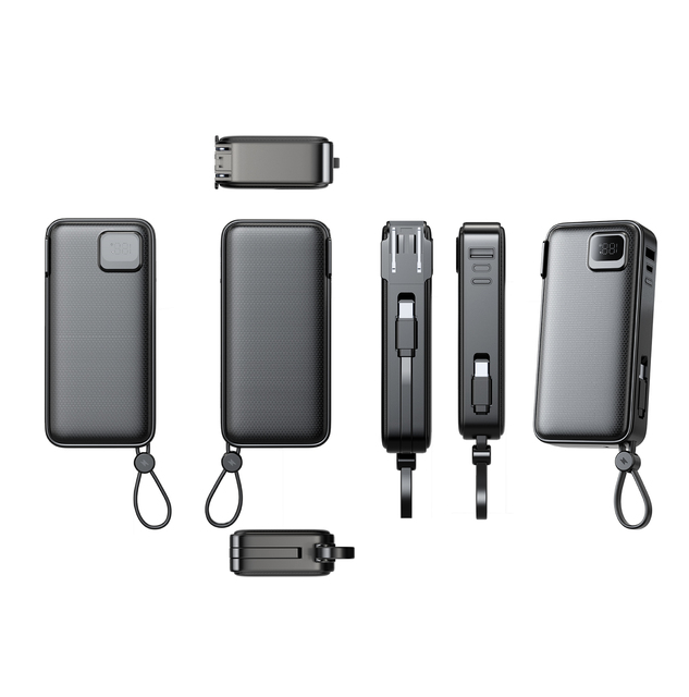 Hot Selling 22.5w Fast Charging PowerBank With Built in Cable Foldable Ac Wall Plug 10000mah Portable Charger Power Bank