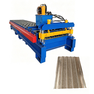 Trapezoidal Roof Sheet Roll Forming <b>Machine</b> with Hydraulic Cutting PLC Control Metal Roof <b>Tile</b> <b>Machine</b> Factory Price - Product Image 1