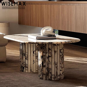WISEMAX FURNITURE Table basse ovale de luxe italienne pour salon, table basse en marbre naturel pour hôtel, restaurant, café, maison, villa - Product Image 5