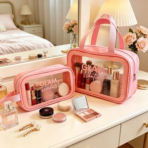 Bolsas de Maquillaje Transparentes de PU al por Mayor, Bolsas de Viaje Portátiles, Bolsa de Aseo Impermeable para Baño, Bolsas de Cosméticos para Vacaciones - Product Image 5
