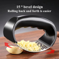 Hachoir à ail en acier inoxydable Broyeur à ail Outils de cuisine manuels Presse à ail Rocker