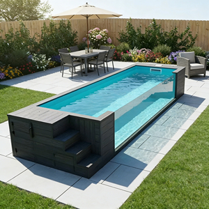 สระว่ายน้ำไฟเบอร์กลาสแบบฝังดิน ขนาด 20 ฟุต พร้อมหน้าต่างอะคริลิกใส ปั๊มน้ำอัจฉริยะอเนกประสงค์ สำหรับใช้งานกลางแจ้ง ทนทาน - Product Image 4