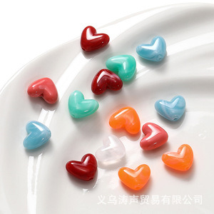 Acrylic Heart Shaped <b>Beads</b> With Straight Holes Loose For Bracelet Making Mixed Colors 10mm DIY Jewelry Accessories Wholesale - Product Image 1