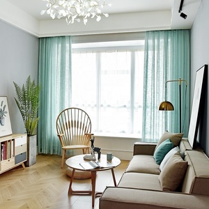 Voile Tie Top tessuto verde Semi <span class=keywords><strong>lino</strong></span> <span class=keywords><strong>tende</strong></span> trasparenti per il soggiorno - Product Image 2