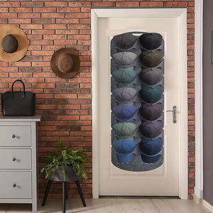 DropShipping Felt Door Wall Fitted Hat Organizer Hanger Storage Bag Hanging Hook Rack Organizers Bags For Hats Pockets