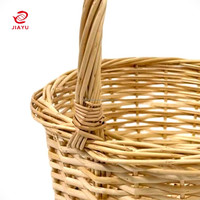 Panier de mariage rond de petite taille en stock JY, style vintage, panier en osier tressé avec poignée pour fleurs, fruits, bonbons, cadeaux