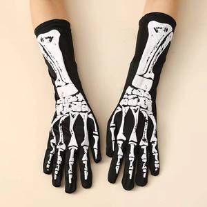 ถุงมือยาวลายหัวกะโหลกพิมพ์ลายฮาโลวีนของ HP สำหรับอุปกรณ์ประกอบชุดปาร์ตี้ สามารถใช้ร่วมกับเครื่องตรวจจับเข็มได้ - Product Image 2