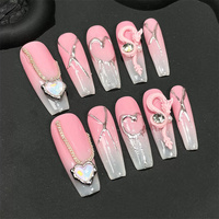 Faux ongles à presser faits main en forme de serpent, super longs, forme cercueil XL XXL XXXL, carrés, sur mesure, avec boîte d'emballage