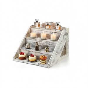 4-Tier Rustic Wood Cupcake Display Stands for Retail Craft Fair Baby <b>Shower</b> Wedding Party countertop display - Product Image 1